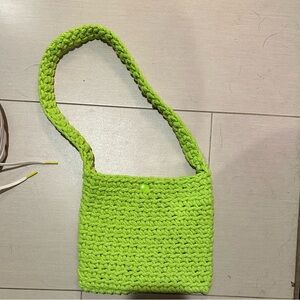 Lime green knit purse